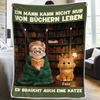 Personalisierte Decke - Geschenke Für Buchliebhaber, Bücherwürmer, Leser - Einfach Ein Mädchen Mit Geschichten Und Haustieren