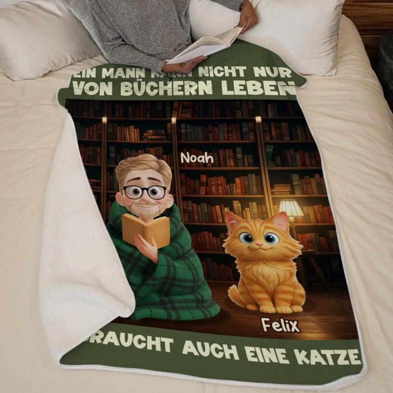 Personalisierte Decke - Geschenke Für Buchliebhaber, Bücherwürmer, Leser - Einfach Ein Mädchen Mit Geschichten Und Haustieren