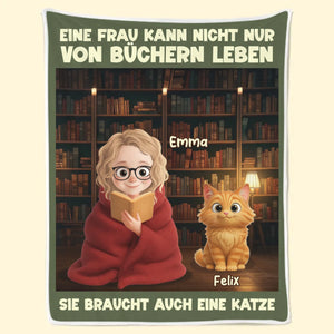 Personalisierte Decke - Geschenke Für Buchliebhaber, Bücherwürmer, Leser - Einfach Ein Mädchen Mit Geschichten Und Haustieren