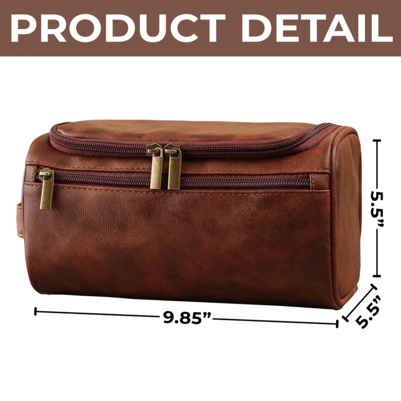 Individuell Gravierte Leder-kulturtasche – Personalisierte Geburtstagsgeschenke Für Papa, Bruder, Opa, Ehemann – Für Den Mann, Der Immer Unterwegs Ist