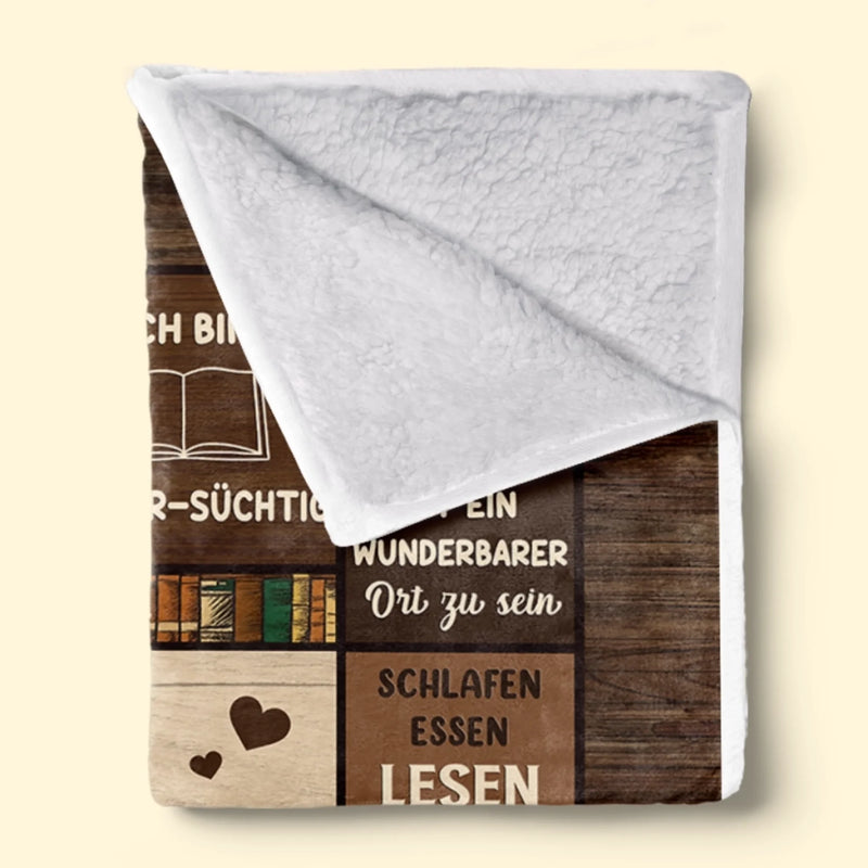 Personalisierte Decke - Geschenke Für Buchliebhaber, Bücherwürmer, Leser - Ich bin Bücher-süchtig