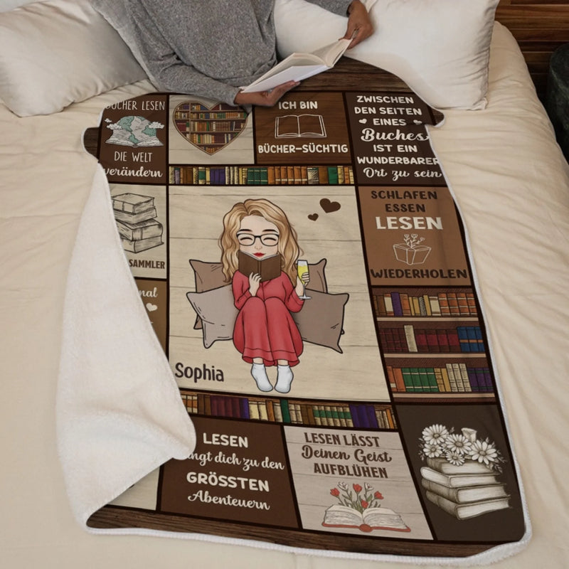 Personalisierte Decke - Geschenke Für Buchliebhaber, Bücherwürmer, Leser - Ich bin Bücher-süchtig