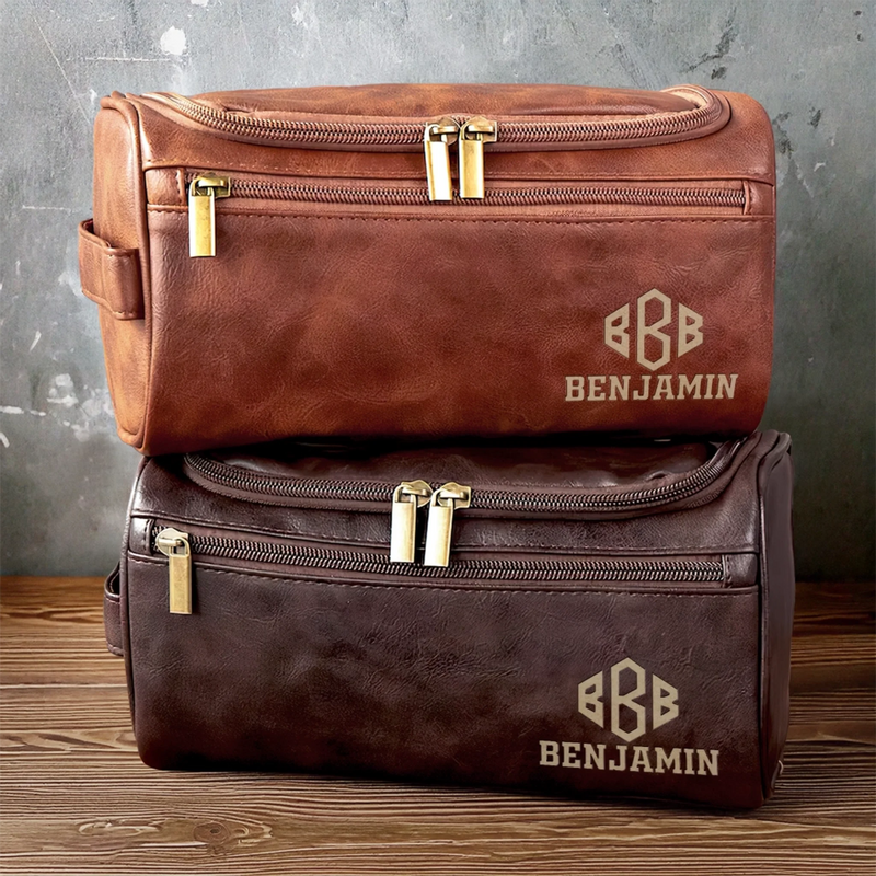 Personalisierte Leder-kulturtasche mit Gravur - Perfektes Geburtstagsgeschenk für Papa, Bruder, Opa oder Ehemann - Zeitlose Verbundenheit, Unendliche Liebe
