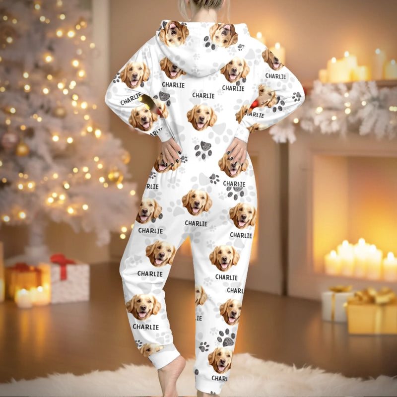 Personalisierter Onesie Für Erwachsene Mit Foto – Weihnachts- Und Geburtstagsgeschenke Für Hunde- Und Katzenliebhaber, Hundemama Und -papa, Katzenbesitzer – Mein Hund, mein Lieblingsplatz