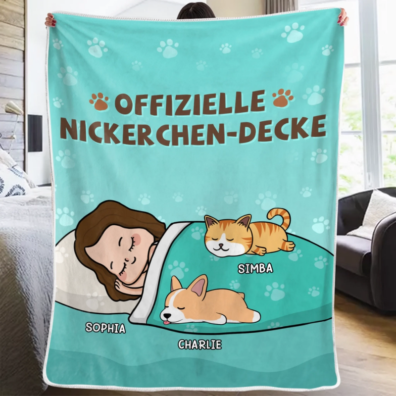 Personalisierte Decke - Geschenk für Tierbesitzer und Tierliebhaber – Fressen, Schlafen, Kuscheln, und Das Immer Wieder