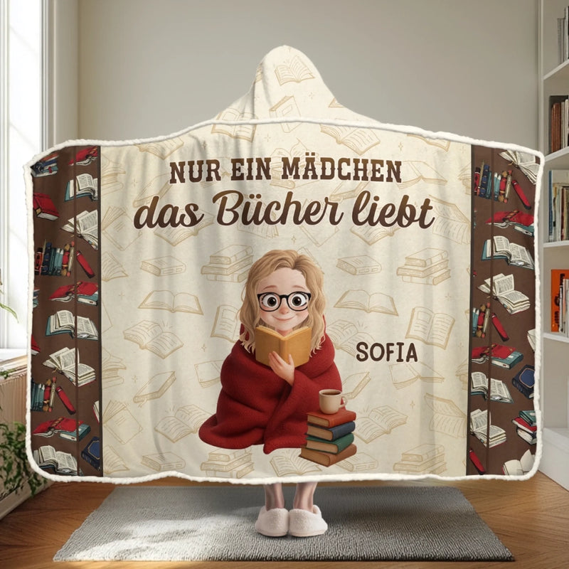 Personalisierte Affirmationsdecke, Hoodiedecke - Personalisierte Weihnachtsgeschenke Für Buchliebhaber, Bücherwürmer, Leser - Nur Ein Mädchen, Das Bücher Liebt