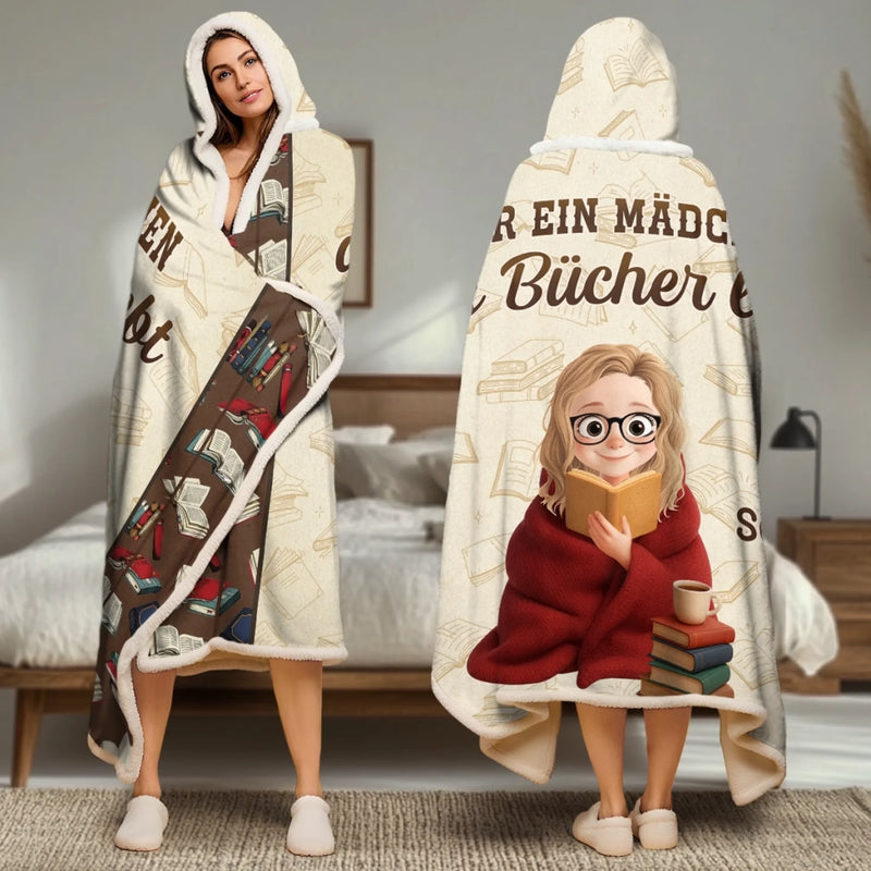 Personalisierte Affirmationsdecke, Hoodiedecke - Personalisierte Weihnachtsgeschenke Für Buchliebhaber, Bücherwürmer, Leser - Nur Ein Mädchen, Das Bücher Liebt