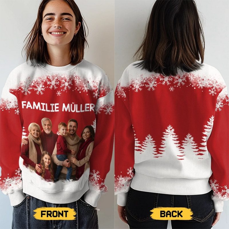 Unisex Ugly-Sweatshirt mit personalisiertem Foto – Personalisierte Weihnachts- und Geburtstagsgeschenke für Mama, Papa, Bruder, Schwester, Kinder – Die Herzen Halten, Die Uns Am Nächsten Stehen