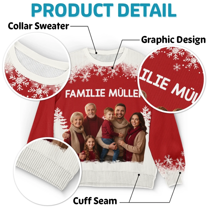 Unisex Ugly-Sweatshirt mit personalisiertem Foto – Personalisierte Weihnachts- und Geburtstagsgeschenke für Mama, Papa, Bruder, Schwester, Kinder – Die Herzen Halten, Die Uns Am Nächsten Stehen