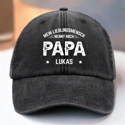 Benutzerdefinierte Baseballkappe Aus Gewaschenem Vintage-denim - Personalisierte Geburtstagsgeschenke Für Papa, Opa - Begleitet Von Meiner Liebsten Familie