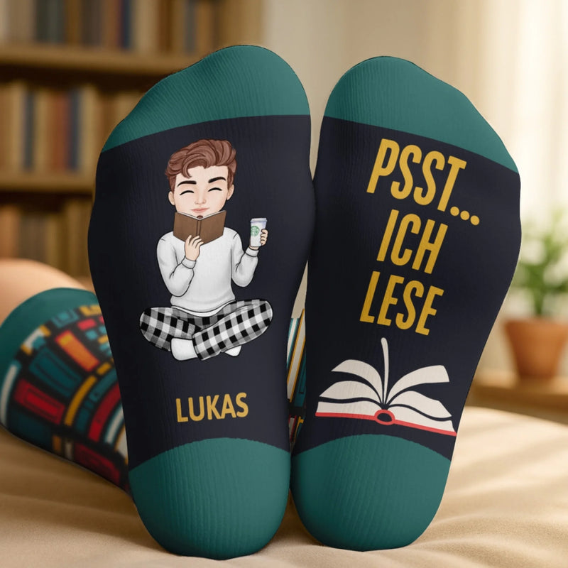 Personalisierte Socken – Geschenke für Bücherliebhaber, Leseratten und Leser – Leseratte Macht Pause