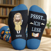 Personalisierte Crew-Socken – Personalisierte Buch-Geschenke für Bücherliebhaber, Leseratten und Vielleser – Leseratte in der Pause