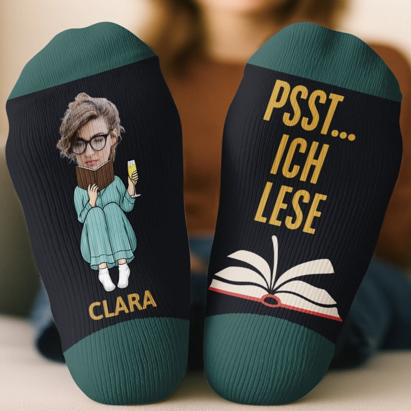 Personalisierte Socken – Geschenke für Bücherliebhaber, Leseratten und Leser – Pssst... Ich Lese