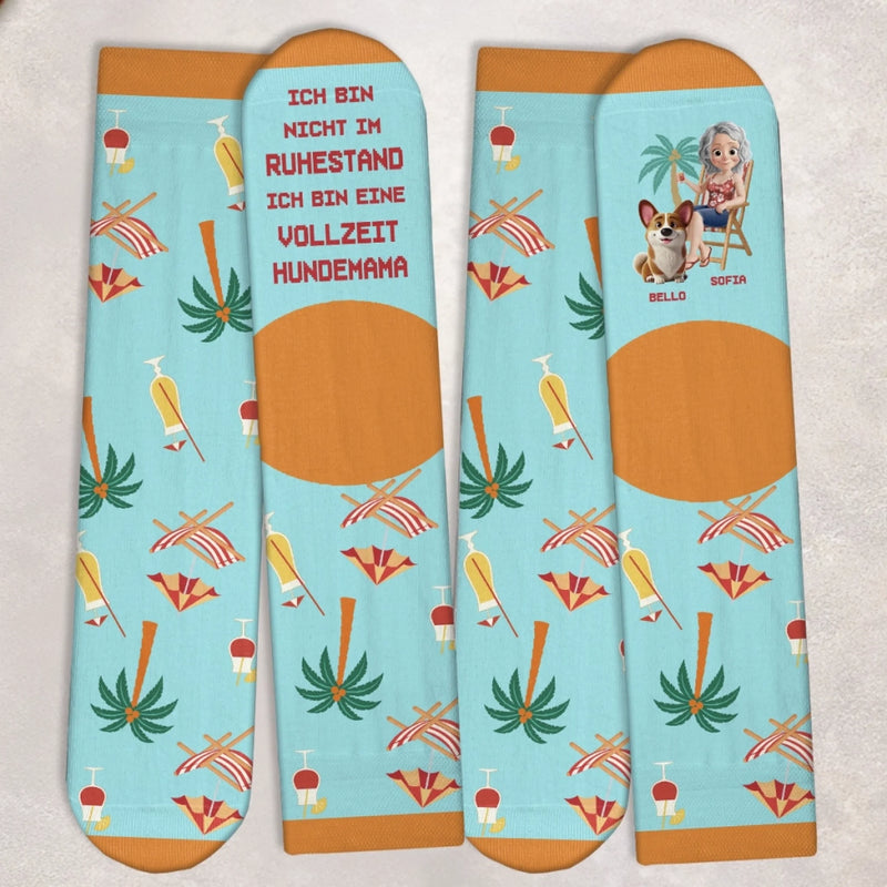 Personalisierte Crew-Socken – Personalisierte Ruhestandsgeschenke für Hundeliebhaber, Hundepapa und Hundemama – Weniger Arbeit, Mehr Wau