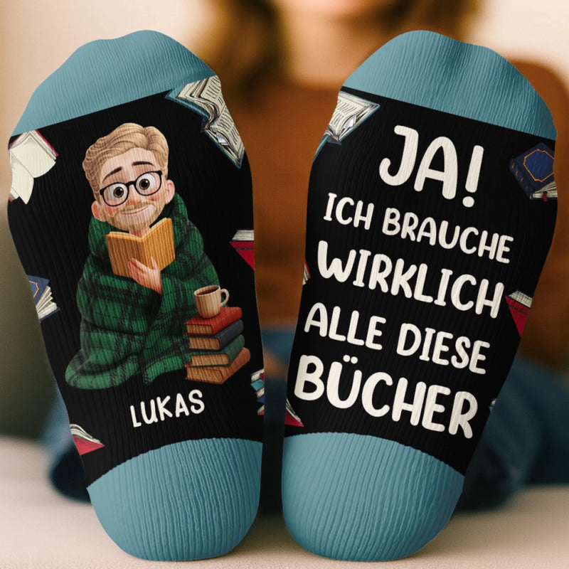 Personalisierte Crew-Socken – Personalisierte Buch-Geschenke für Bücherliebhaber, Leseratten und Vielleser - Lesezeichen Meines Herzens