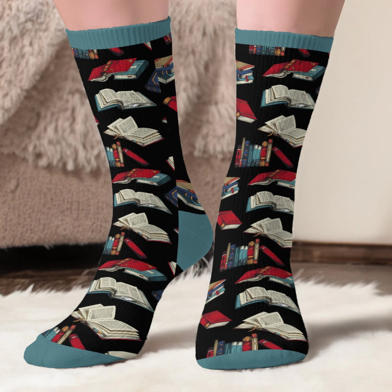 Personalisierte Crew-Socken – Personalisierte Buch-Geschenke für Bücherliebhaber, Leseratten und Vielleser - Lesezeichen Meines Herzens