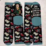 Personalisierte Crew-Socken – Personalisierte Buch-Geschenke für Bücherliebhaber, Leseratten und Vielleser - Lesezeichen Meines Herzens