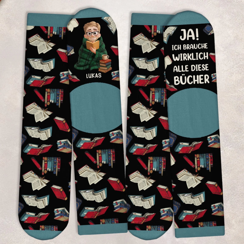 Personalisierte Crew-Socken – Personalisierte Buch-Geschenke für Bücherliebhaber, Leseratten und Vielleser - Lesezeichen Meines Herzens