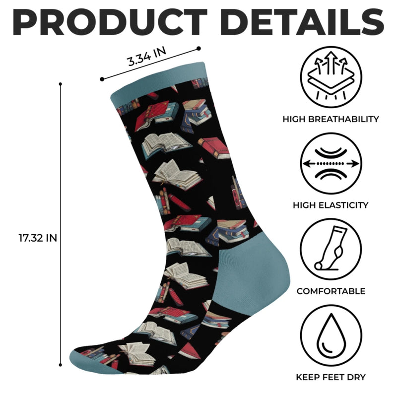 Personalisierte Crew-Socken – Personalisierte Buch-Geschenke für Bücherliebhaber, Leseratten und Vielleser - Lesezeichen Meines Herzens