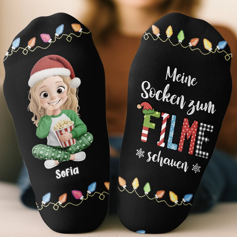 Personalisierte Crew-Socken – Individuelle Weihnachts- und Geburtstagsgeschenke für Frauen und Männer – Filmzeit, Feiertagsausgabe