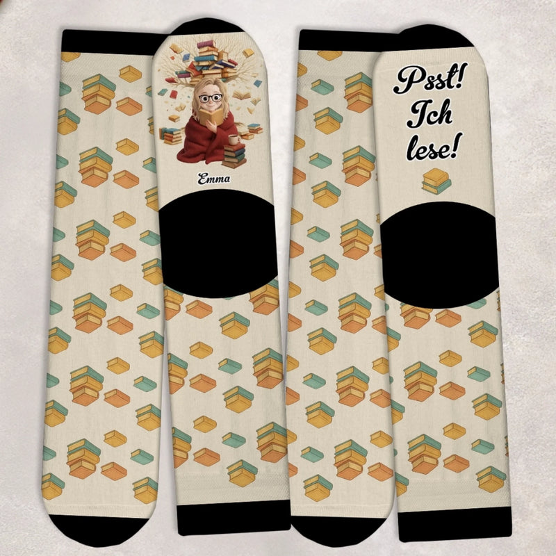 Personalisierte Socken – Personalisierte Buch-Geschenke für Bücherliebhaber, Leseratten und Vielleser - Kennzeichnung Meiner Liebsten Bücher