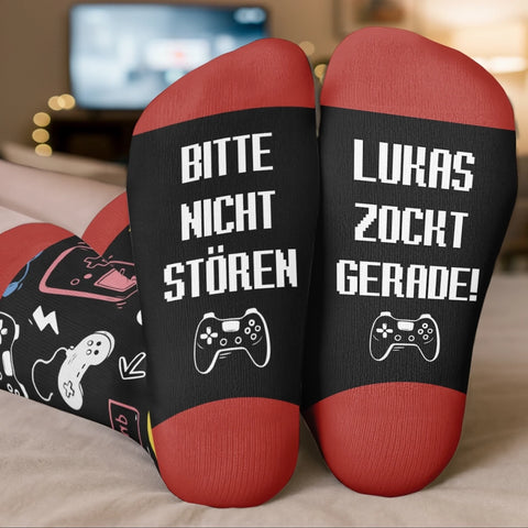 Personalisierte Socken – Personalisierte Weihnachts- und Geburtstagsgeschenke für beste Freundinnen, Schwestern, die Familie und dich selbst – Bitte Nicht Stören, Ich Zockt Gerade
