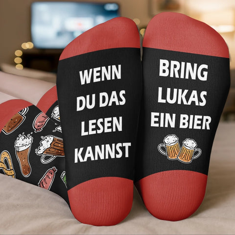 Personalisierte Socken – Personalisierte Weihnachts- und Geburtstagsgeschenke für beste Freundinnen, Schwestern, die Familie und dich selbst – Wenn Du Das Lesen Kannst, Bring Mir Ein Bier