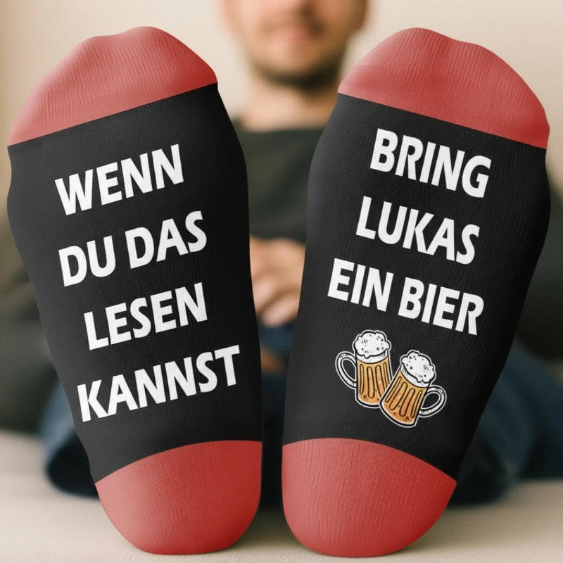 Personalisierte Socken – Personalisierte Weihnachts- und Geburtstagsgeschenke für beste Freundinnen, Schwestern, die Familie und dich selbst – Wenn Du Das Lesen Kannst, Bring Mir Ein Bier