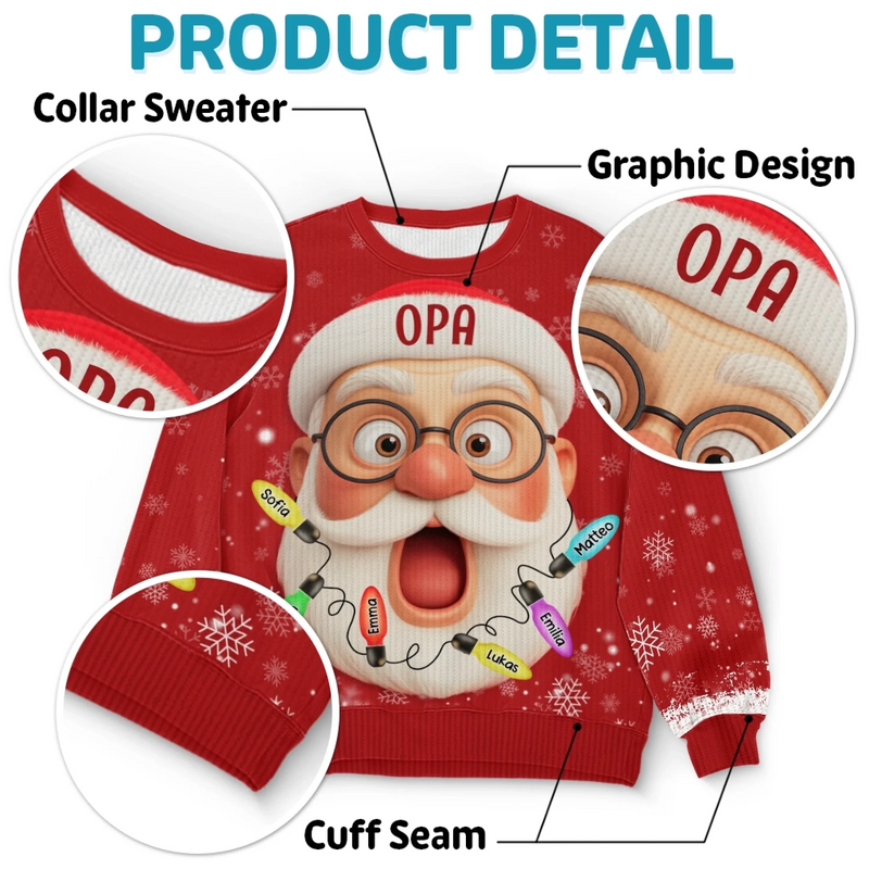 Individuell Gestaltetes Unisex Sweatshirt – Personalisierte Weihnachts- und Geburtstagsgeschenke für Familie, Opa, Oma – Stolzer Opa Der Süßesten Elfen Der Stadt