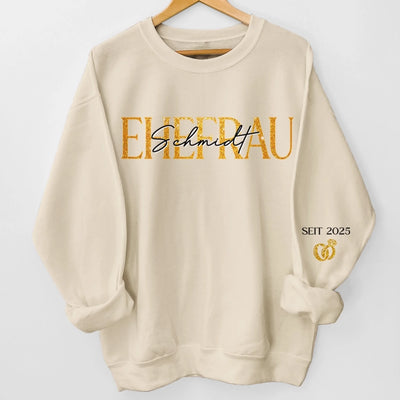 Personalisiertes Unisex-Sweatshirt mit Ärmeldesign – Geschenk für Ehemann/Ehefrau, Jahrestag – Von Herz zu Herz