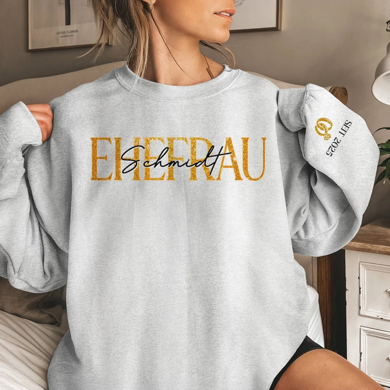 Personalisiertes Unisex-Sweatshirt mit Ärmeldesign – Geschenk für Ehemann/Ehefrau, Jahrestag – Von Herz zu Herz