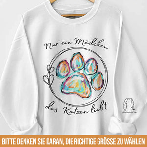 Personalisiertes Unisex-Sweatshirt mit Ärmeldesign – Personalisierte Weihnachts- und Geburtstagsgeschenke für Familie, Hunde- und Katzenliebhaber – Ein Mädchen Und Ihre Katze