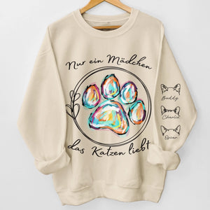 Personalisiertes Unisex-Sweatshirt mit Ärmeldesign – Personalisierte Weihnachts- und Geburtstagsgeschenke für Familie, Hunde- und Katzenliebhaber – Ein Mädchen Und Ihre Katze