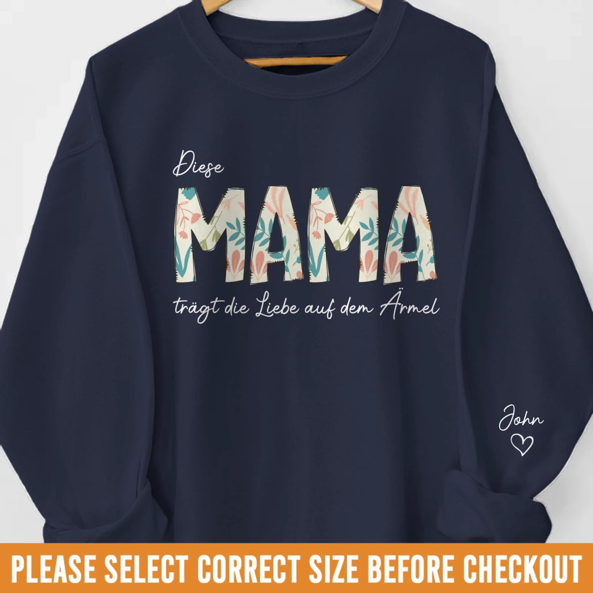 Personalisiertes Unisex-Sweatshirt oder Hoodie mit Ärmeldesign – Weihnachts- &amp; Geburtstagsgeschenke für Mama, Oma – Diese Oma Trägt Die Liebe Auf Dem Ärmel
