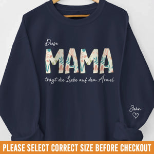 Personalisiertes Unisex-Sweatshirt oder Hoodie mit Ärmeldesign – Weihnachts- &amp; Geburtstagsgeschenke für Mama, Oma – Diese Oma Trägt Die Liebe Auf Dem Ärmel
