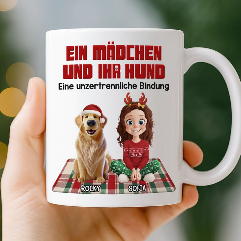 Personalisierte Tasse – Personalisierte Weihnachts- und Geburtstagsgeschenke für Hundeliebhaber, Hundebesitzer und Hundeeltern – Ein Mädchen Und Ihr Hund