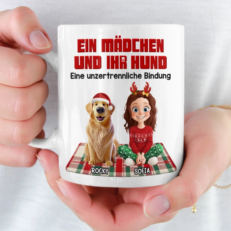 Personalisierte Tasse – Personalisierte Weihnachts- und Geburtstagsgeschenke für Hundeliebhaber, Hundebesitzer und Hundeeltern – Ein Mädchen Und Ihr Hund