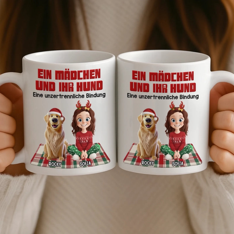 Personalisierte Tasse – Personalisierte Weihnachts- und Geburtstagsgeschenke für Hundeliebhaber, Hundebesitzer und Hundeeltern – Ein Mädchen Und Ihr Hund