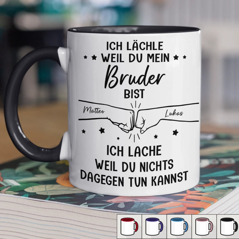 Personalisierte Tasse Mit Individuellem Aufdruck – Geburtstagsgeschenk Für Mama, Papa, Bruder, Schwester – Ich Lächle, Weil Du Mein Bruder Bist