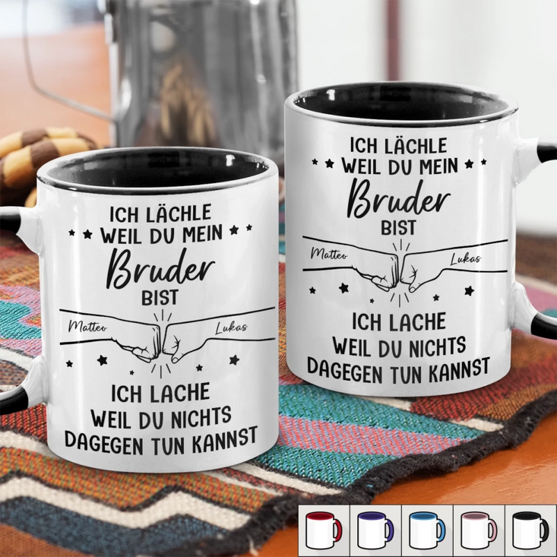 Personalisierte Tasse Mit Individuellem Aufdruck – Geburtstagsgeschenk Für Mama, Papa, Bruder, Schwester – Ich Lächle, Weil Du Mein Bruder Bist