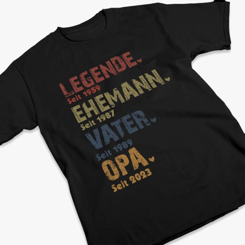 Personalisierte Unisex-T-Shirt, Premium-T-Shirt, Hoodie – Personalisierte Geburtstagsgeschenke für Papa, Opa – Generationen der Liebe in einem Herzen