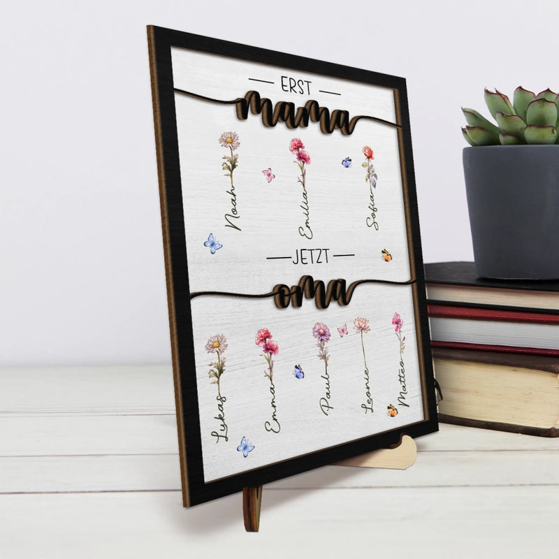 Personalisierte, Zweilagige Holzplakette Mit Ständer – Geschenk Für Mama, Oma – Du Bist Das, Was Uns Zusammenhält