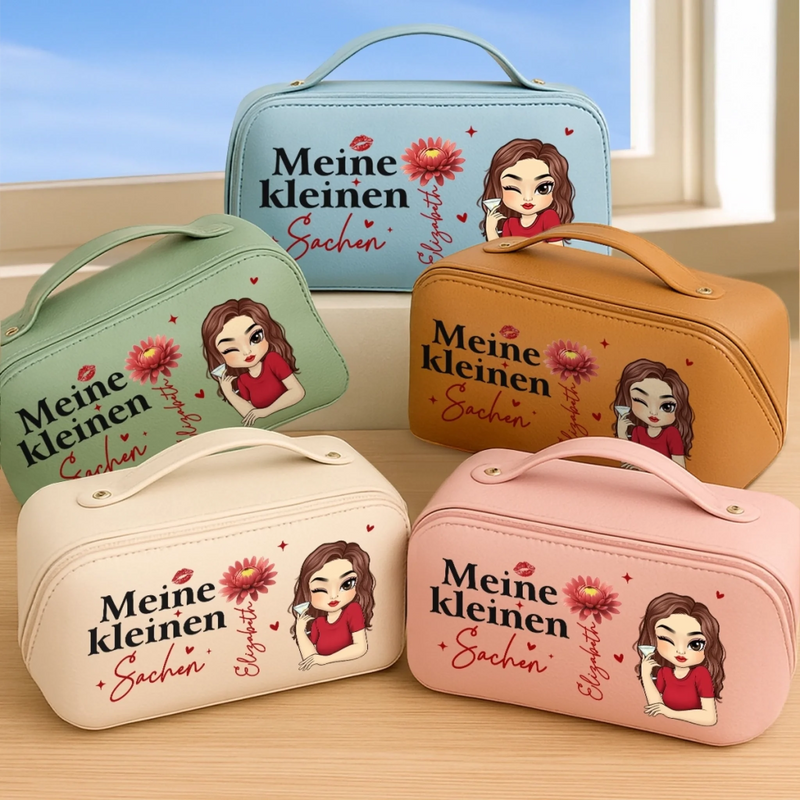 Personalisierter Reise-kulturbeutel Aus Pu-leder – Geburtstagsgeschenk Für Frauen, Beste Freundinnen, Schwestern, Freundinnen Oder Für Dich Selbst – Meine Reise Macht Mich Jeden Tag Stärker