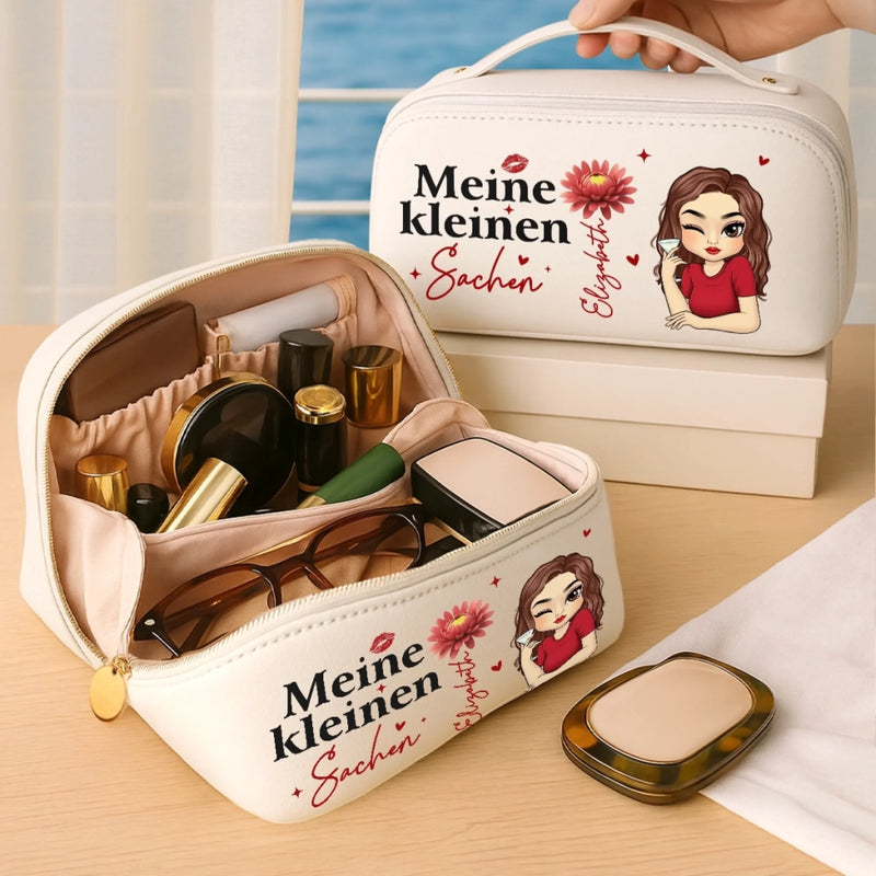 Personalisierter Reise-kulturbeutel Aus Pu-leder – Geburtstagsgeschenk Für Frauen, Beste Freundinnen, Schwestern, Freundinnen Oder Für Dich Selbst – Meine Reise Macht Mich Jeden Tag Stärker