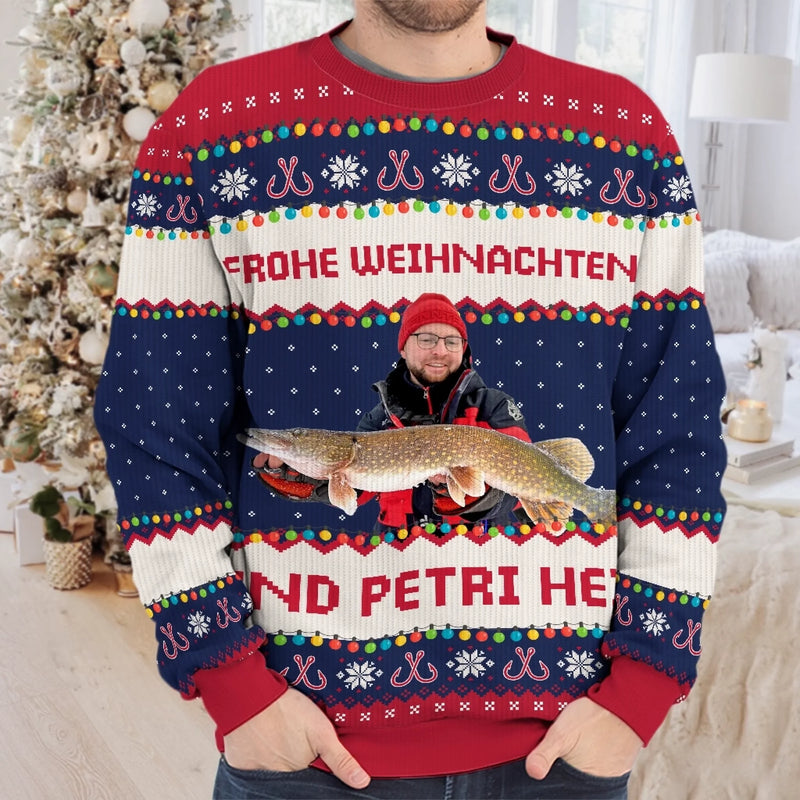 Individuell Gestaltetes Unisex Sweatshirt – Personalisierte Weihnachts- Und Geburtstagsgeschenke Für Angler – Den Treuen Angelkumpel Des Weihnachtsmanns