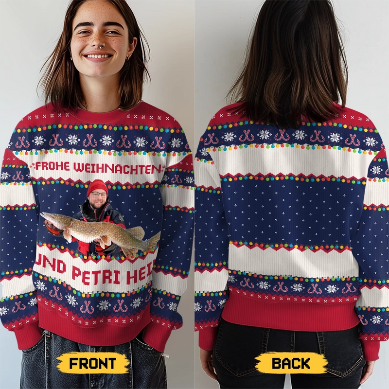 Individuell Gestaltetes Unisex Sweatshirt – Personalisierte Weihnachts- Und Geburtstagsgeschenke Für Angler – Den Treuen Angelkumpel Des Weihnachtsmanns