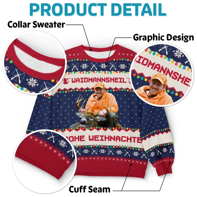 Individuell Gestaltetes Unisex Sweatshirt – Personalisierte Weihnachts- und Geburtstagsgeschenke für Jäger – Jagen, Entdecken, Wiederholen