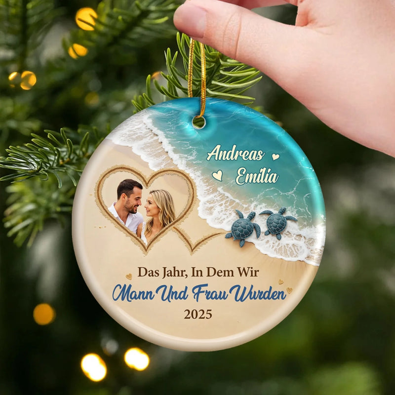 Personalisiertes Keramikornament - Personalisiertes Jubiläums-weihnachts-hochzeitsgeschenk Für Mann Und Frau, Sie Und Ihn - Das Jahr, In Dem Wir Mann und Frau Wurden