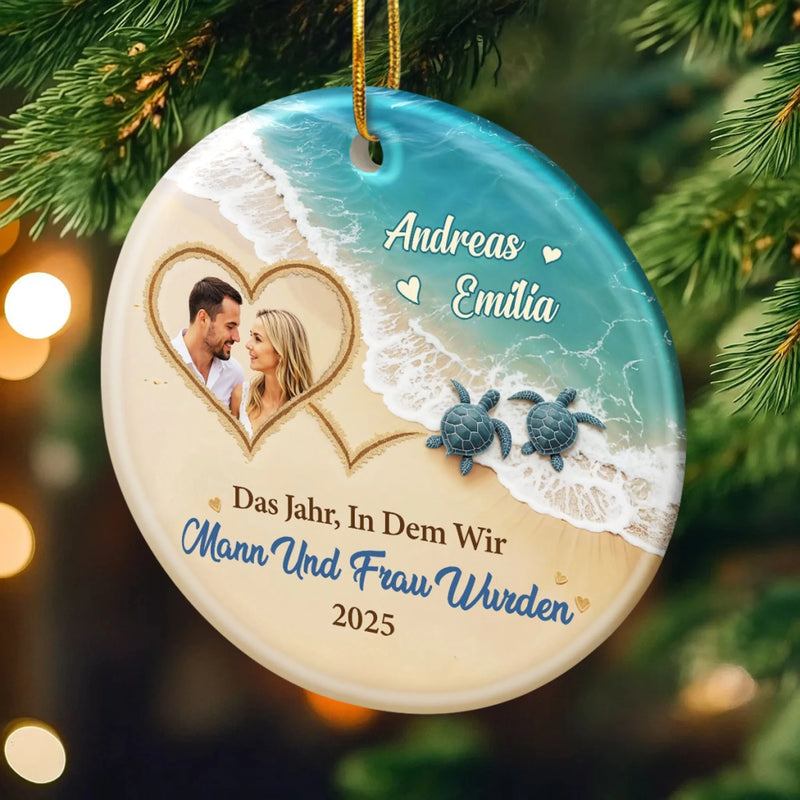 Personalisiertes Keramikornament - Personalisiertes Jubiläums-weihnachts-hochzeitsgeschenk Für Mann Und Frau, Sie Und Ihn - Das Jahr, In Dem Wir Mann und Frau Wurden