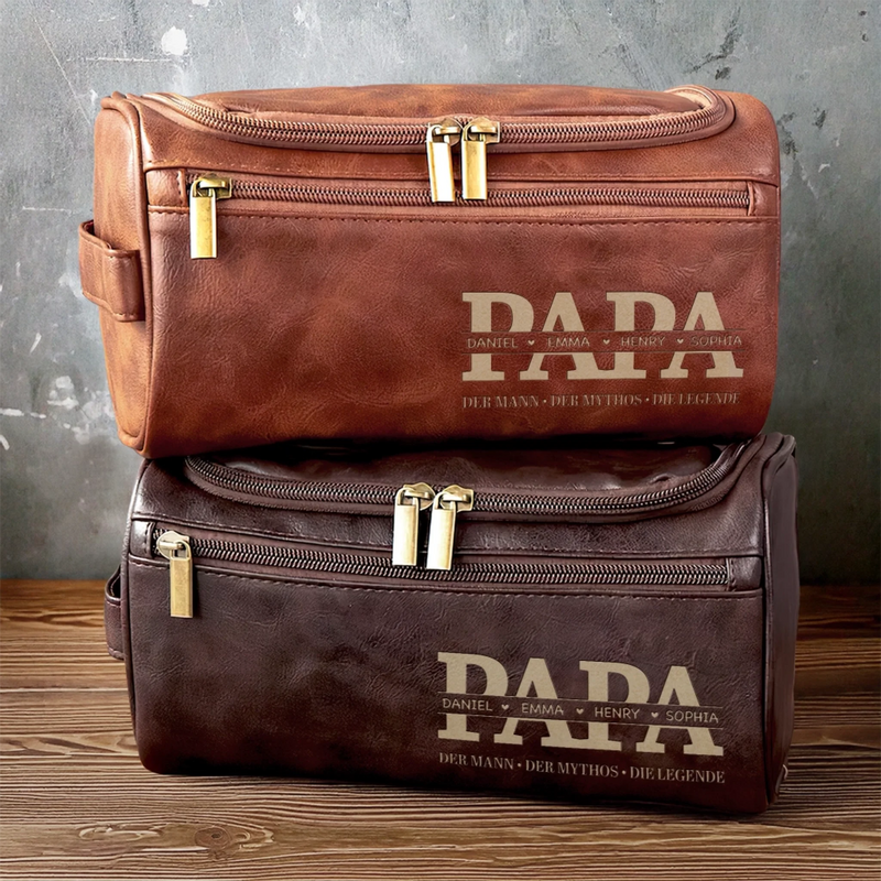 Personalisierte Leder-kulturtasche mit Gravur - Perfektes Geburtstagsgeschenk für Papa, Opa - Der Mann, Der Mythos, Die Legende